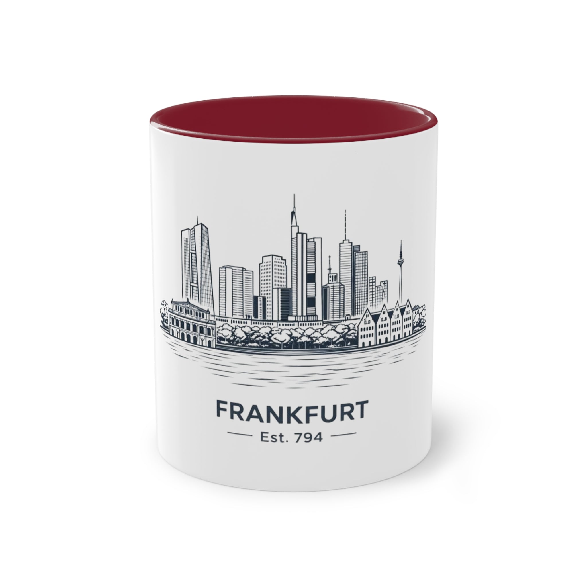 Kaffeetasse „Frankfurter Skyline“ – zweifarbig, 325 ml, Reise-Souvenir