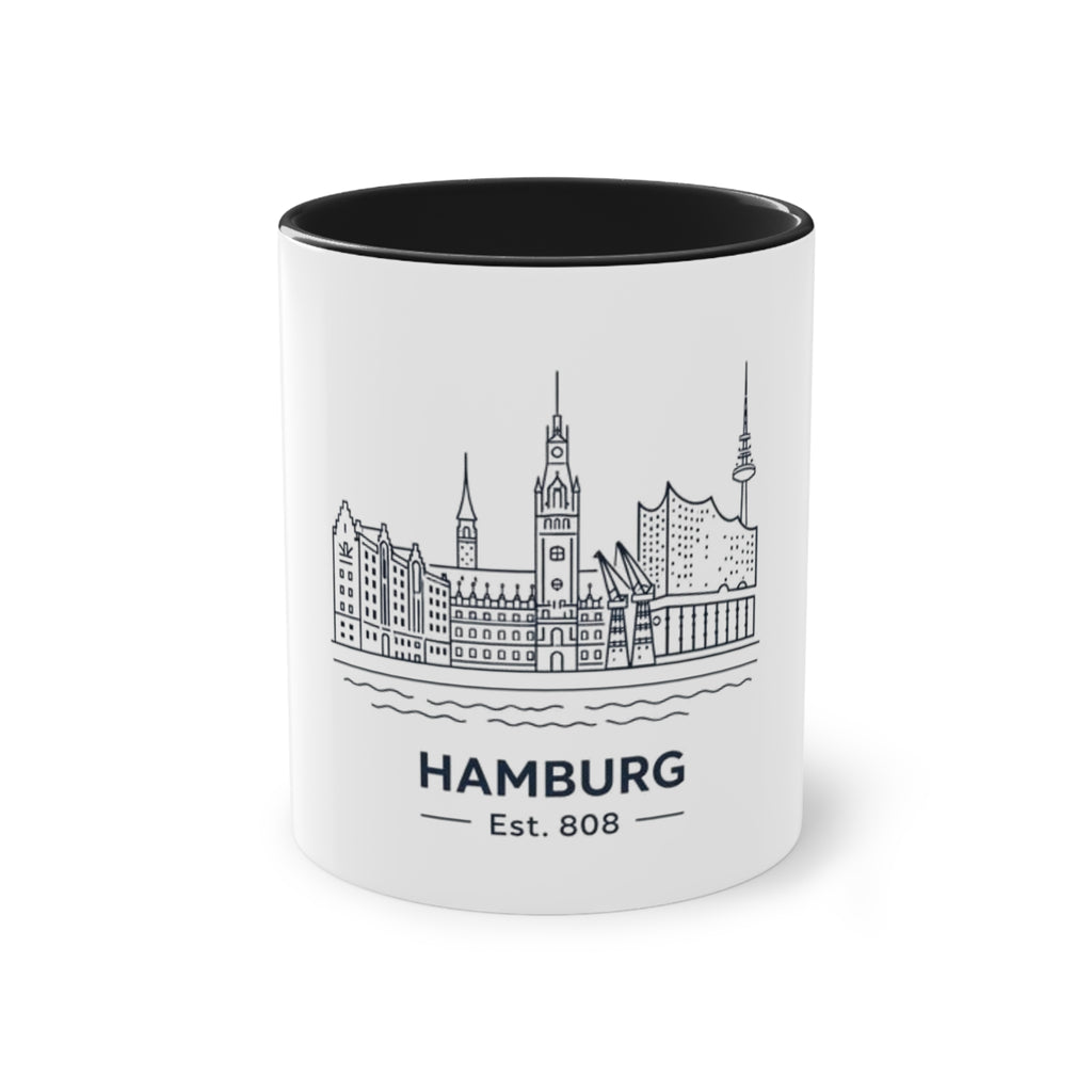 Hamburg Skyline Kaffeetasse – Zweifarbig 11oz Reise-Souvenir