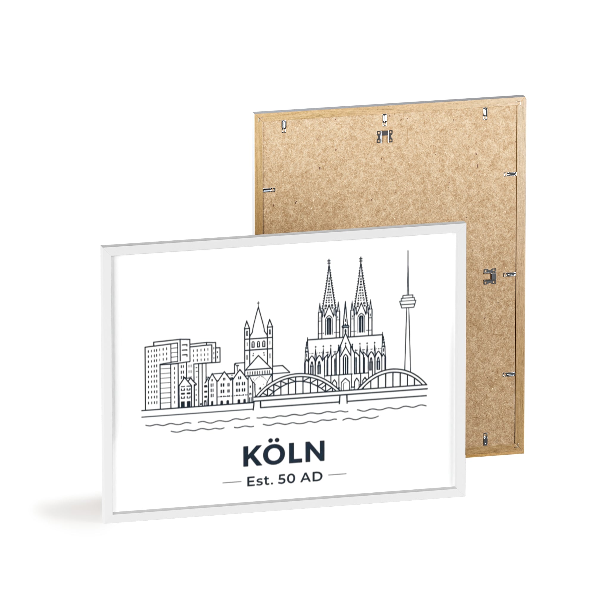 Köln Skyline Poster mit Holzrahmen