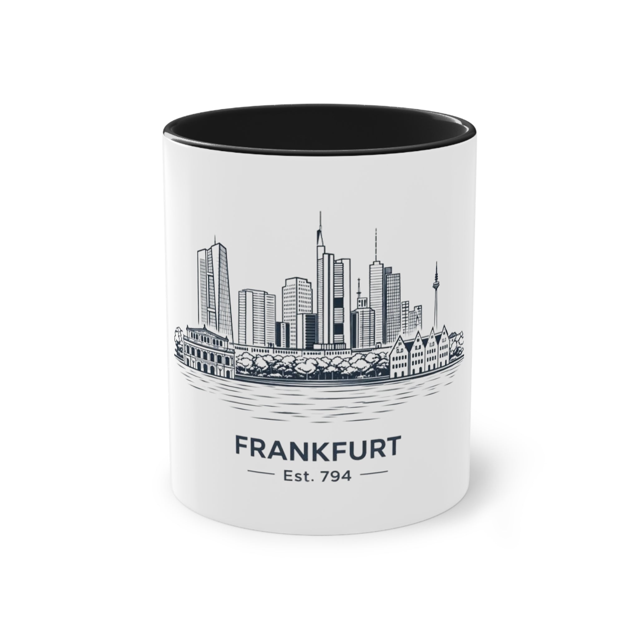 Kaffeetasse „Frankfurter Skyline“ – zweifarbig, 325 ml, Reise-Souvenir
