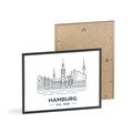 Hamburg Skyline Poster mit Holzrahmen