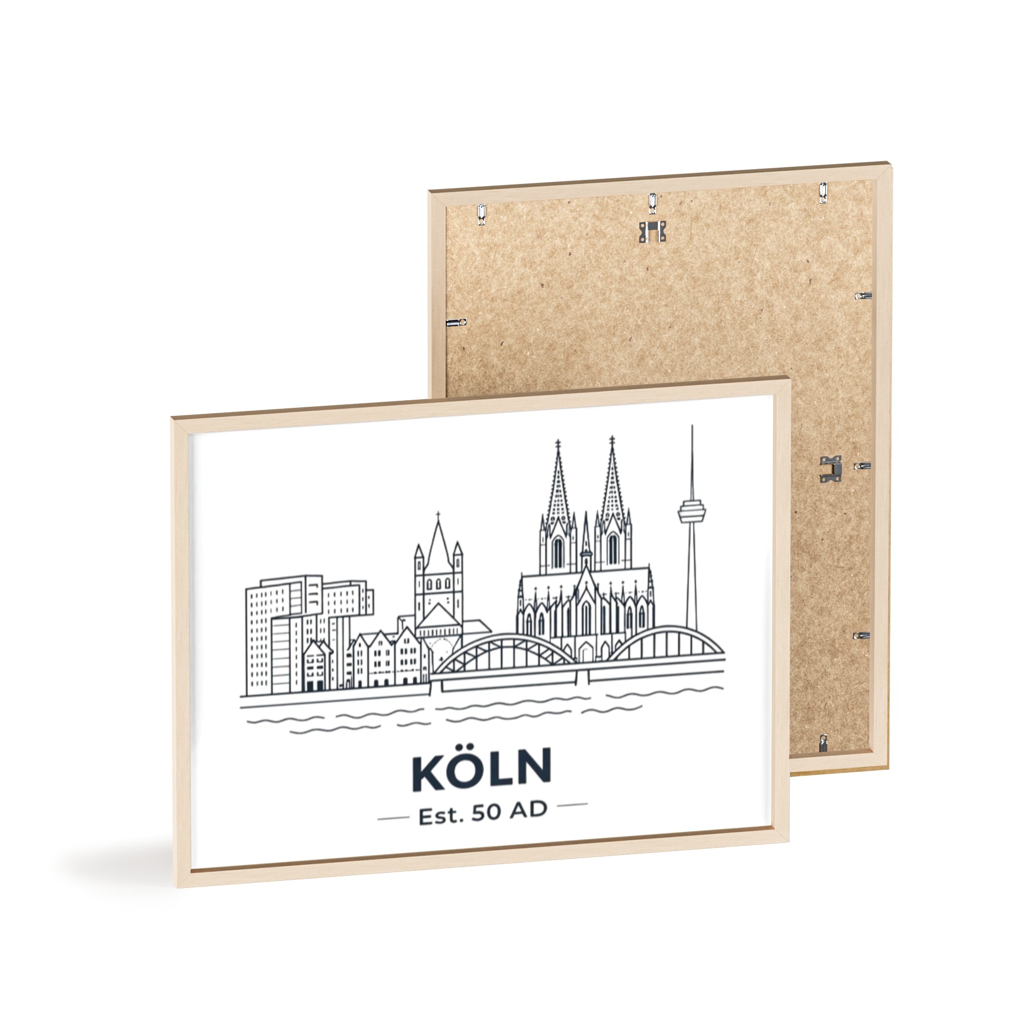 Köln Skyline Poster mit Holzrahmen