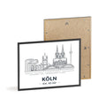 Köln Skyline Poster mit Holzrahmen
