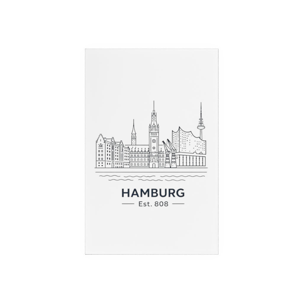 Hamburg Skyline Acrylschild mit Holzständer