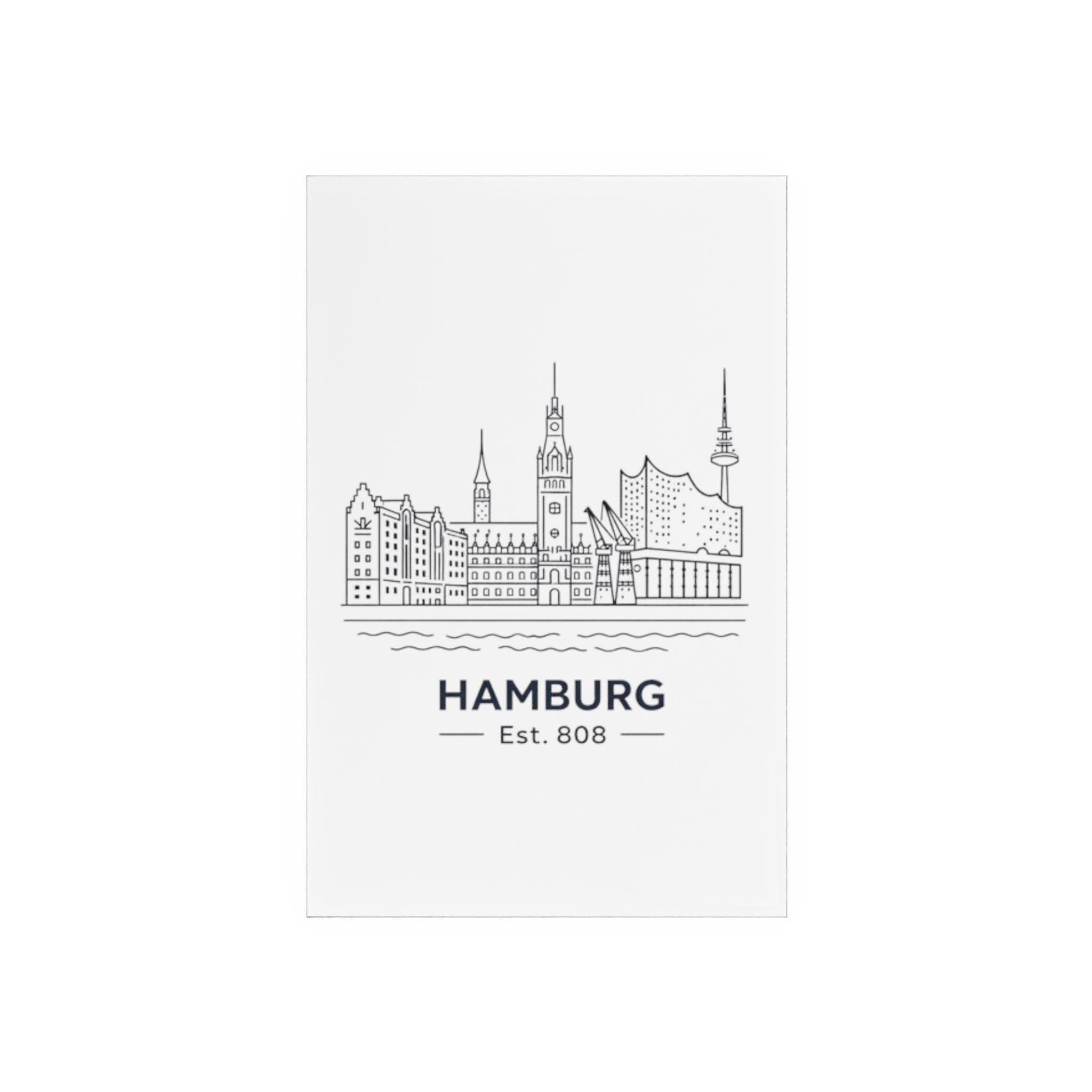 Hamburg Skyline Acrylschild mit Holzständer