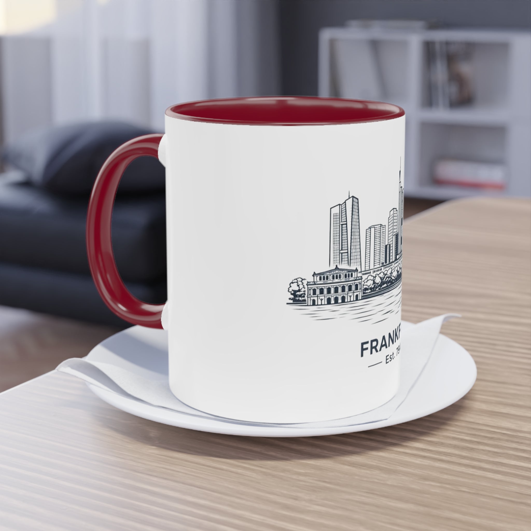 Kaffeetasse „Frankfurter Skyline“ – zweifarbig, 325 ml, Reise-Souvenir