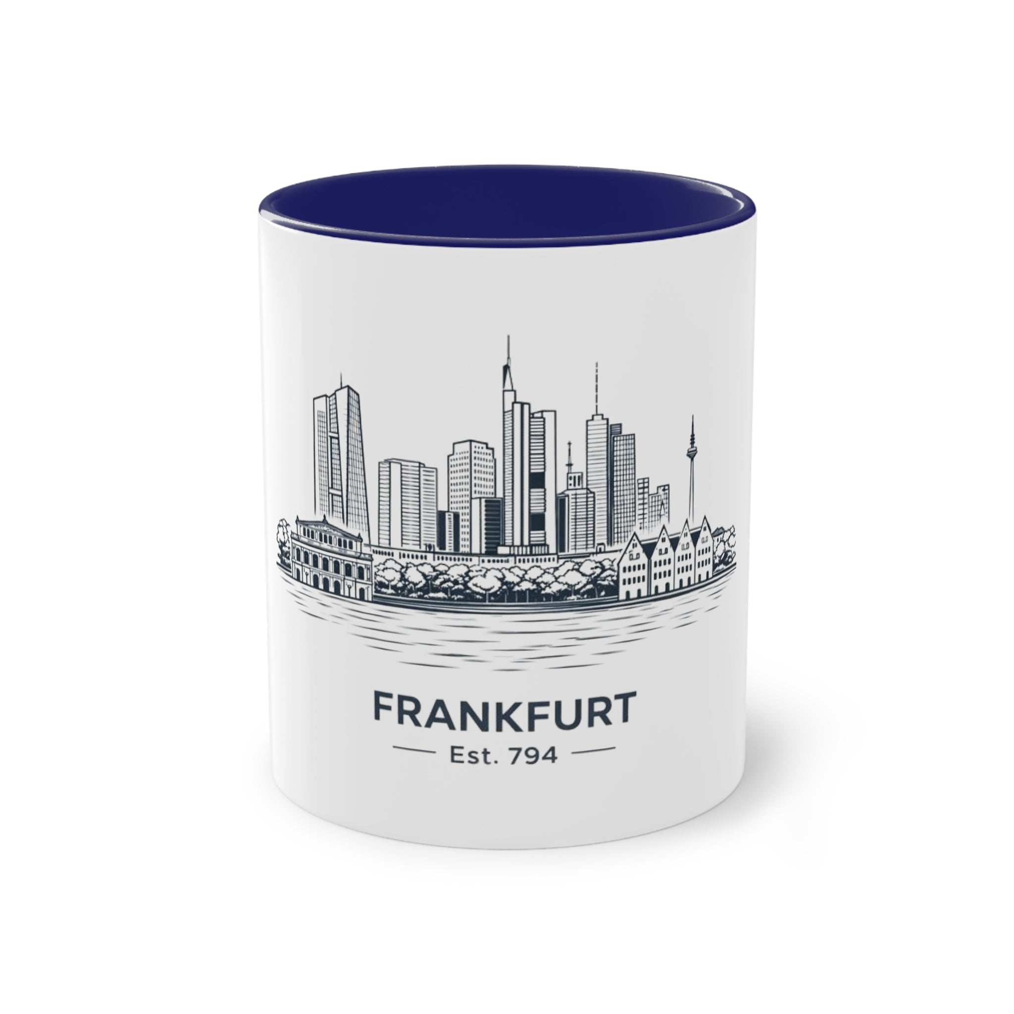 Kaffeetasse „Frankfurter Skyline“ – zweifarbig, 325 ml, Reise-Souvenir